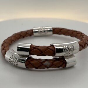 Sterling silver and leather bracelet